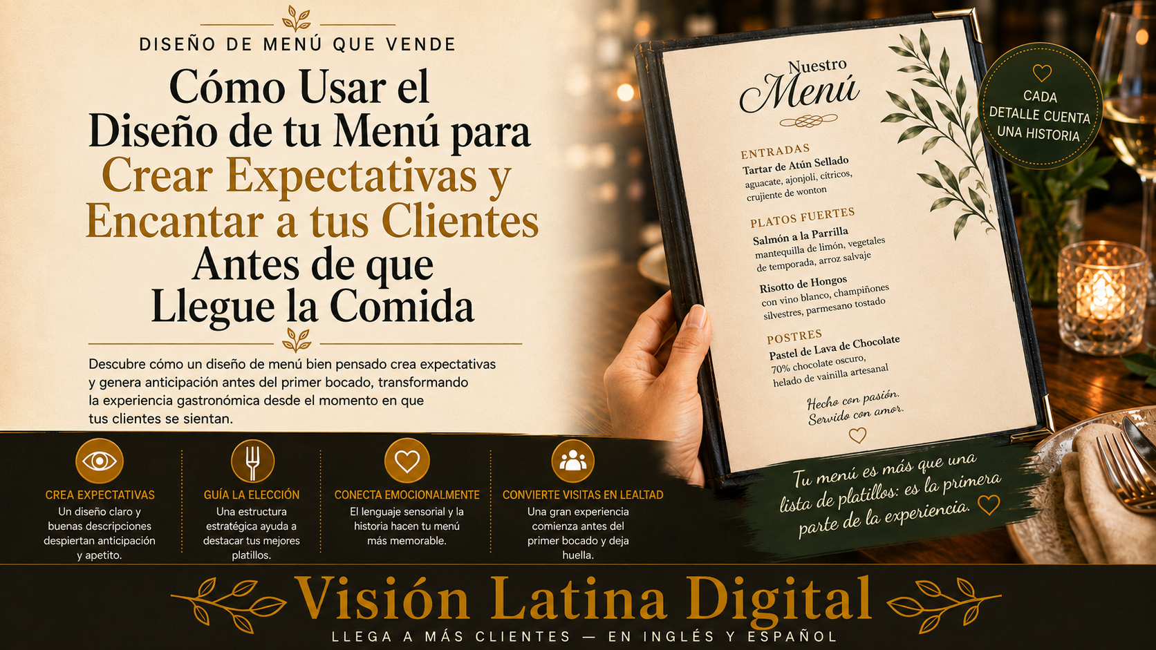 Cómo Usar el Diseño de tu Menú para Crear Expectativas y Deleitar a tus Clientes Antes de que Llegue la Comida